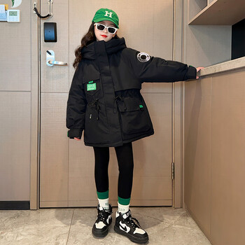 倪奇屋 童装女童外套冬装棉衣2022新款派克服女大童棉服儿童加厚冬季