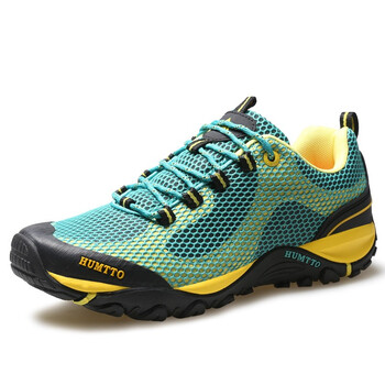 悍途(humtto)户外男士登山鞋网面透气户外休闲徒步鞋 青绿/黄色 45