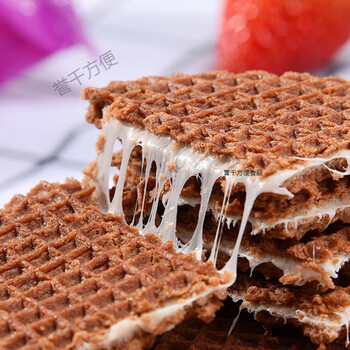红允夹心拉丝饼干酸奶味蜂蜜拔丝饼俄罗斯进口早餐营养零食巧克力味黑