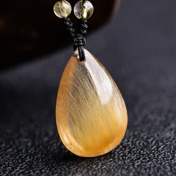 顺发天然金发晶吊坠滴水项链女礼物钛晶发晶项链挂件水晶女饰品