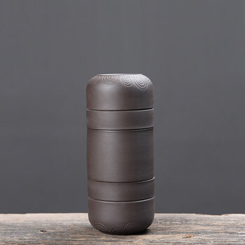 花思雨旅行紫砂壶茶具套装紫砂快客杯一壶四杯旅行茶具套装便携随身包