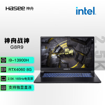 X舟（HASEE）战XG8R9 13代英特尔酷睿i9 17.3英寸游戏本 笔记本电脑(13代i9-13900H 16G 1TB RTX4060 165Hz 2.5K电竞屏)
