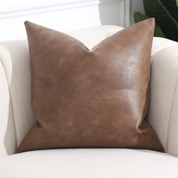 皮沙发靠垫沙发抱枕套轻奢靠枕客厅靠垫美式大尺寸欧式现代驼色纹35x