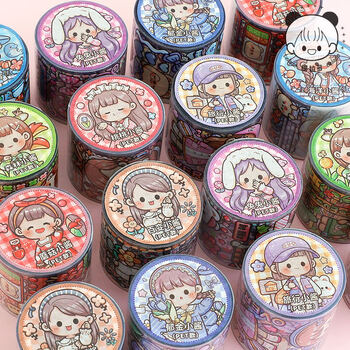 提拉多多多酱穿搭pet胶带咕卡咕砖贴纸手帐胶带diy防水可爱人物卡通