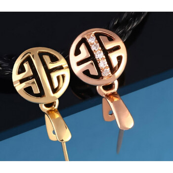 洛丽亚18k金扣头扣头18k金 复古回纹镶钻扣 如意佛公珍珠平安扣吊坠扣