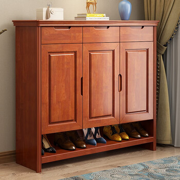 杰洛克   实木鞋柜中式现代客厅家具收纳柜换鞋柜门鞋柜 8091# 海棠色