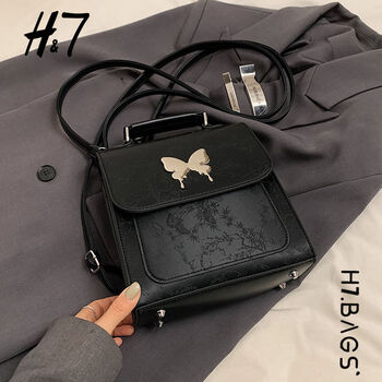 h735daysh7质感双肩小包包女士新款春夏时尚蝴蝶手提旅行包百搭学生