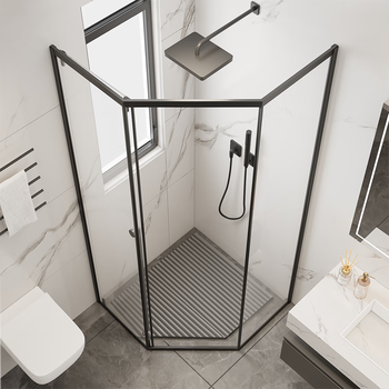 铂顿极窄钻石型移门式淋浴房侧滑卫生间浴室干湿分离玻璃沐浴隔断定制