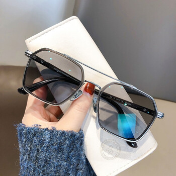 Erilles防蓝光潮流眼镜男女潮双梁网红近视眼睛框女潮流痞帅伟霆同款潮流 亮黑银框 156升级变色两用