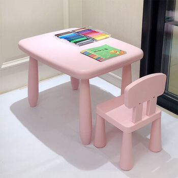 儿童桌椅套装 吃饭桌幼儿园学习桌子小孩餐桌玩游戏家用桌 防滑粉桌