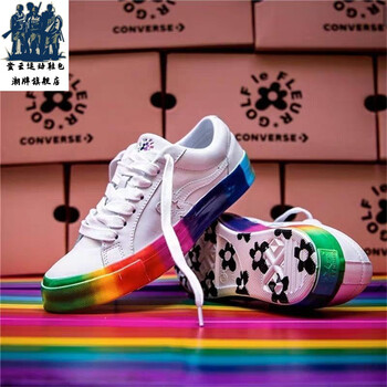 莆田纯原onestar小花联名彩虹小花低帮板鞋男女休闲运动帆布鞋166409