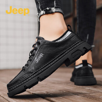 加绒可选jeep吉普男鞋新品加厚皮鞋男士秋冬季商务休闲鞋厚底防滑正装