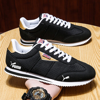 男鞋运动鞋春秋官网男鞋2023年新款保暖帆布面防臭阿甘鞋黑色25040码