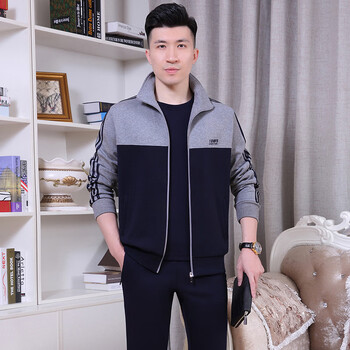 澳颜莱中老年情侣装爸爸妈妈运动服套装男女春秋长袖卫衣三件套宽松大