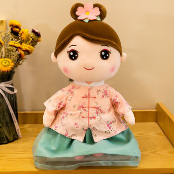 国潮汉服娃娃毛绒玩具潮玩娃娃公仔可爱玩偶抱枕女生节日礼物 唐装