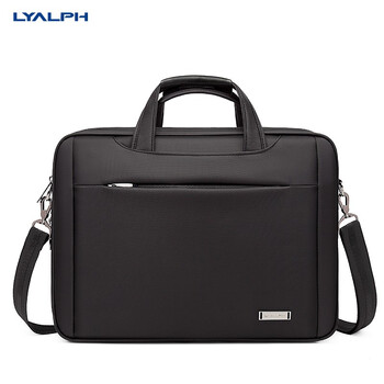 LYALPH 商务公文包15.6英寸电脑包防水大容量笔记本男士手提包牛津布文件出差单肩斜挎印字包 黑色15.6寸301款 LY6608