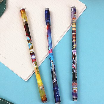 灯光磁铁小学生初学者鬼灭之刃可折叠旋转笔 奥特曼磁铁转转笔随机3支