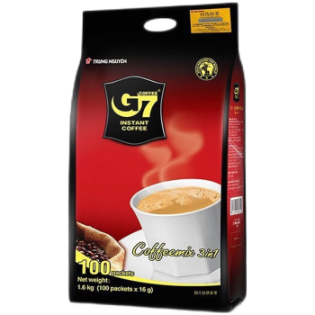 G7 咖啡越南进口中原三合一速溶咖啡粉1600g原味冲饮办公学习下午茶 整包1百条装