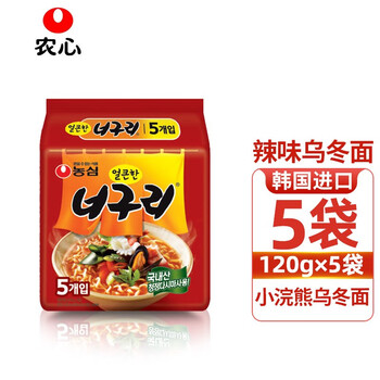 韩国进口农心小浣熊辣味乌冬面120g 5海鲜乌龙面速食方便汤面拉面辣味乌龙面120g 5袋 图片价格品牌报价 京东