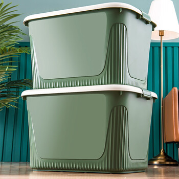 大号整理箱塑料储物箱搬家箱子收纳神器 青柠绿白色盖子 青柠绿箱体