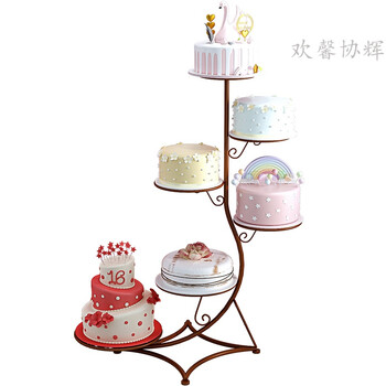 新款欧式铁艺蛋糕婚礼生日多层蛋糕架子网状五六层八层展示蛋糕 