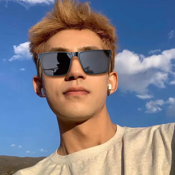 卓娱新款墨镜男款方形夏2024年新款眼眼镜男士开车防晒潮流太阳眼镜黑