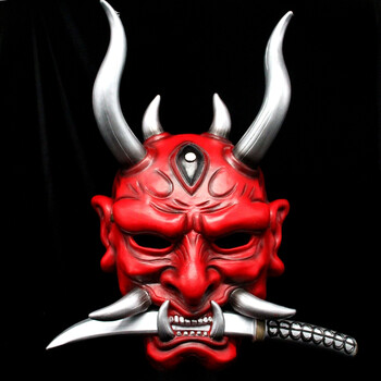 对马岛之魂面具般若鬼半脸游戏周边日本武士二次cos抖音直播 红色般若