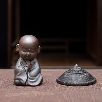 茶宠摆件指尖迷你紫砂四不小和尚精品可养创意禅意茶具配件花盆装