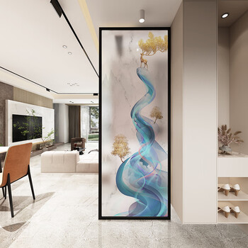 屏风隔断客厅现代简约时尚北欧风式轻奢铝合金艺术磨砂钢化办公室家用