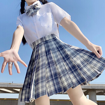 鼎毳貂 jk制服格裙少女夏季套装JK百褶裙子 款式十九（短袖+蝴蝶结+裙子+飞机盒）温柔 XL体重115-125斤