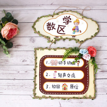区角规则牌儿童区域活动指示牌标识牌创意区角吊饰装饰 数学区【图片
