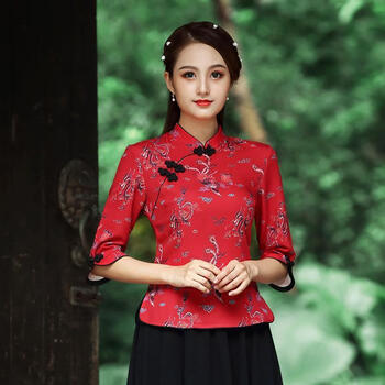 津谨岸2020春夏款古装汉服新式改良复古女唐装中年妈妈两件套中国风