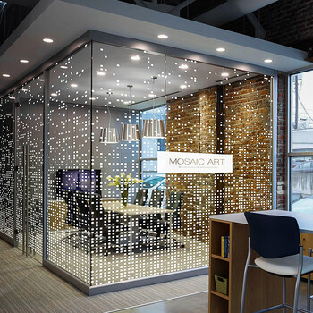 玻璃门腰线贴条 办公室玻璃贴纸静电透明磨砂公司隔断门贴膜白色圆点