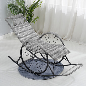 躺椅摇椅大人摇摇椅家用藤编午睡椅老人休闲藤摇椅阳台户外逍遥椅 浅