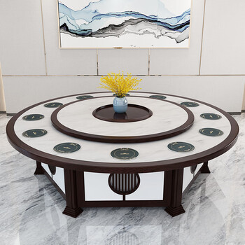 酒店大圆桌火锅桌子电磁炉一体一人一锅火锅桌商用餐厅餐馆用圆形酒店