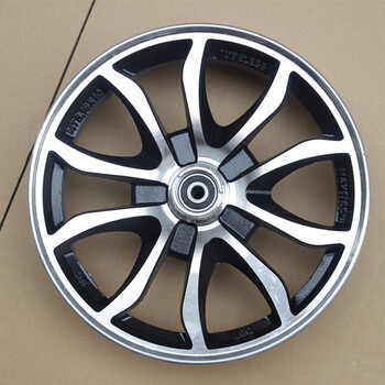 踏板摩托车配件改装10寸钢圈gy6后碟刹铝轮350-10轮毂迅鹰鬼火gy6