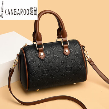 袋鼠（KANGAROO）斜跨枕头包波士顿包2023新款手提包迷你小包单肩斜挎包 黑色