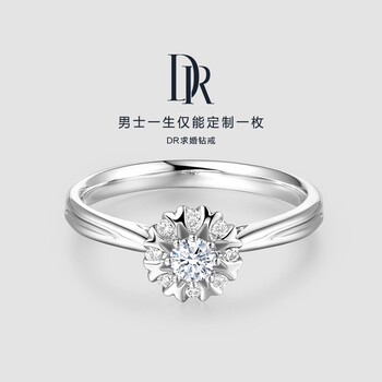 Dr 求婚钻戒戒指克拉效果钻石珠宝wedding 幸福捧花款约18分j色si1 主石10 副6 8 图片价格品牌报价 京东