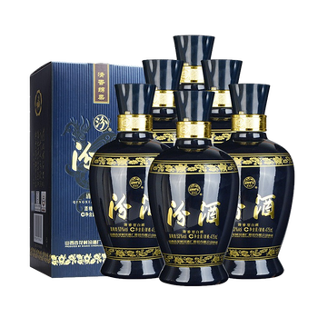 汾酒 山西杏花村汾酒 礼盒酒水 53度 475ml 6瓶 蓝汾仿蓝瓷整箱 清香