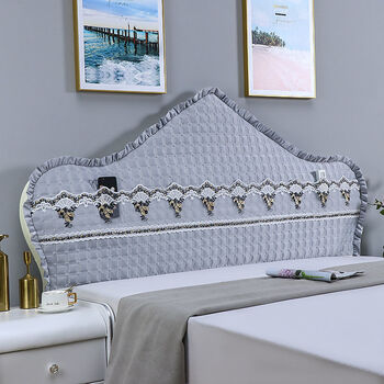 欧式床头罩弧形半圆床头套加厚靠背罩床头板软包包通用新款高精密简灰