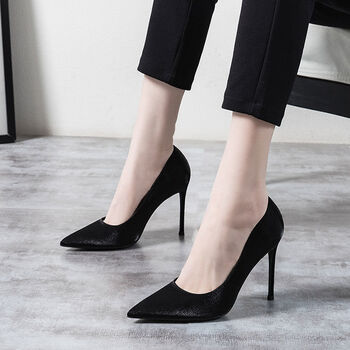mojie黑色高跟鞋女职业2021年新款细跟尖头法式小少女气质性感单鞋潮