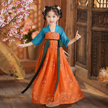 迪士尼汉服儿童女夏季2023新款古装女童汉服仙气轻薄小孩六一儿童节