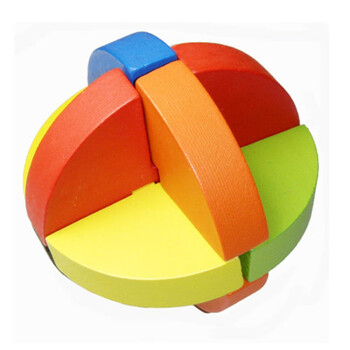 成人儿童木制解锁智力休闲玩具拆装孔明锁鲁班锁套装彩色鲁班球