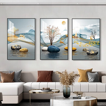 唤墙 客厅装饰画北欧大气现代简约沙发背景墙挂画卧室壁画三联墙画