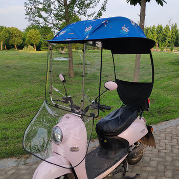电动车雨棚蓬遮阳伞踏板摩托车雨棚防晒加厚电瓶车新款遮雨挡风罩蓝色