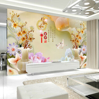3d中式电视背景墙壁纸5d电视墙壁画客厅8d无缝影视墙装饰墙纸简约a a