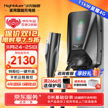 小充嗨跑星耀4G新能源汽车特斯拉充电桩家用11kW（送装一体）0米基础安装