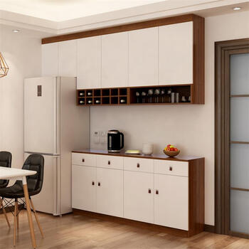 餐边柜一体靠墙酒柜厨房高柜吊柜餐厅客厅定制嵌入式冰箱柜sy116 胡桃