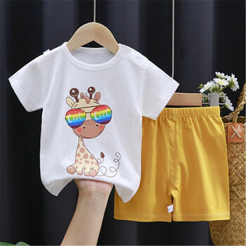 婴儿短袖套装棉夏季宝宝夏装男童短裤女童t恤0132岁儿童衣服b9180cm