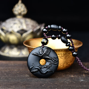 属蛇人2023年岁火蛇高天朱砂吊坠生肖蛇2023年男女款蛇形项链 黑曜石